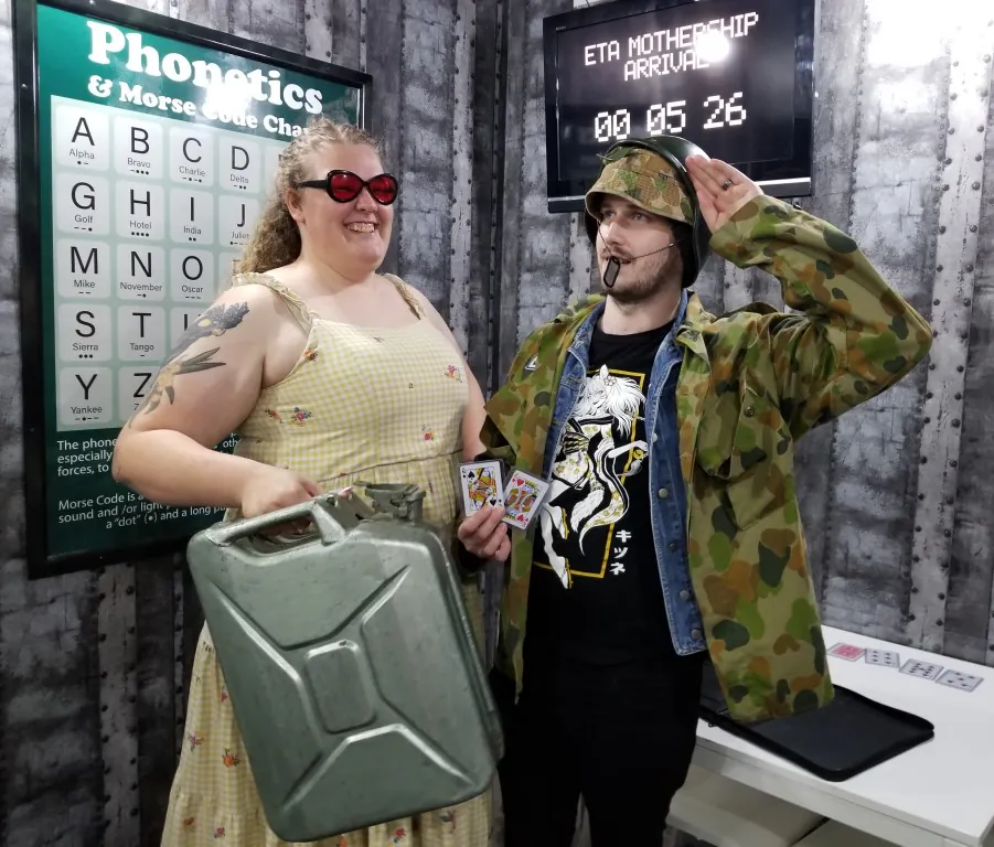 Couple spending date night in our Launch Escape Room
