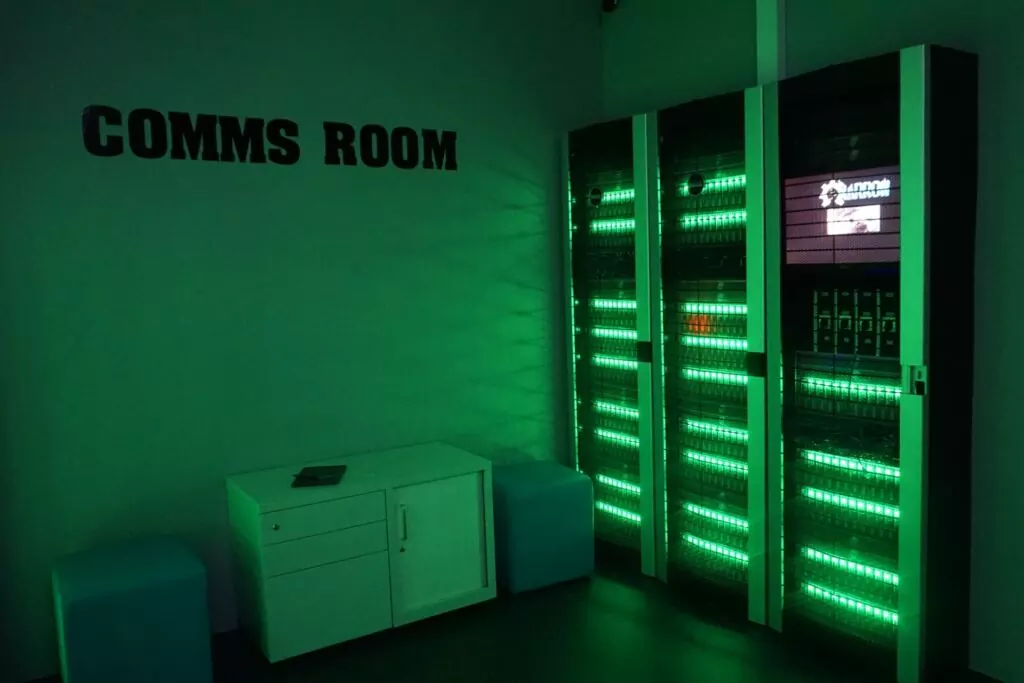 Our Launch escape room. Shows the open spacious room to soothe the mind of the claustrophobic.