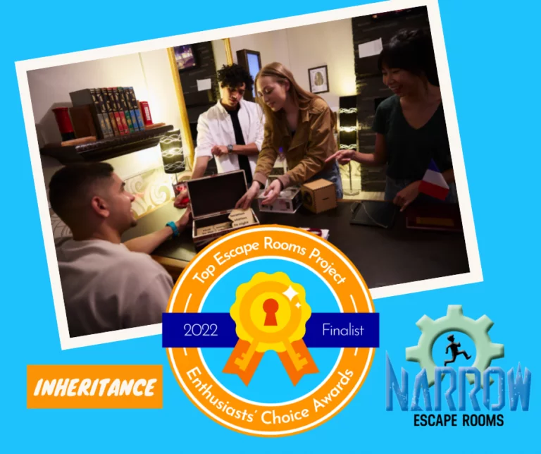 "The Inheritance", an international finalist in the 2022 Top Escape Room Project Enthusiasts' Choice Awards.
